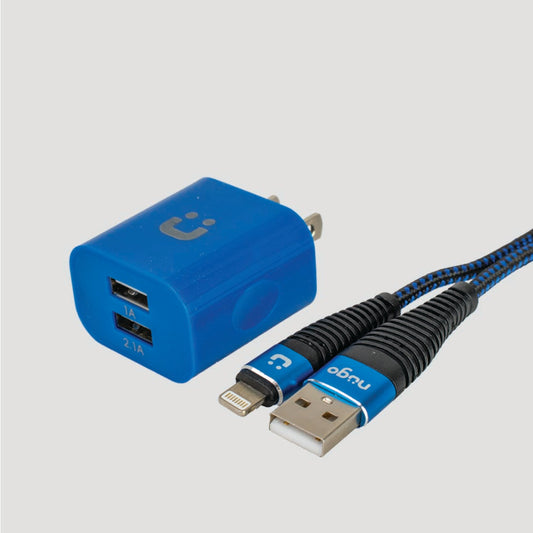 Lightning Sync/Charge Cable and 2.1A Wall Charger Set