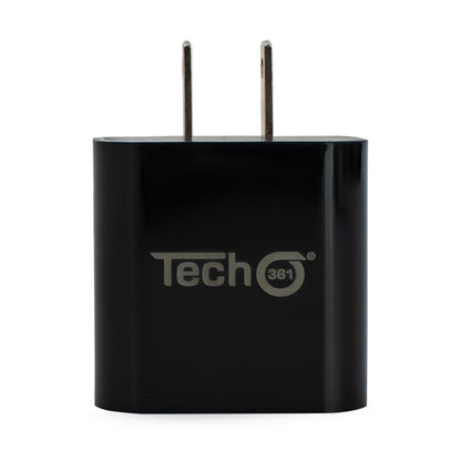 wall charger, front facing, blak