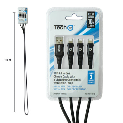 10ft All-in-One Lightning® Cable, with Strap