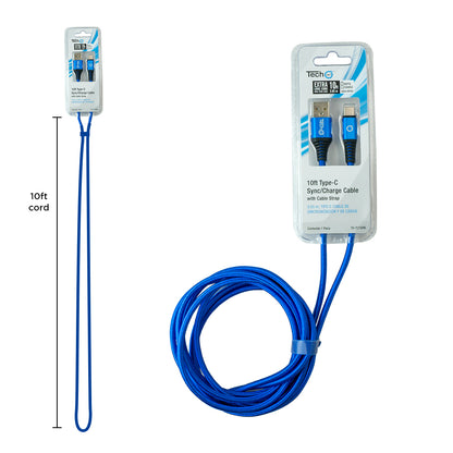 iTech 361 10ft Type C Charge Cable in blue