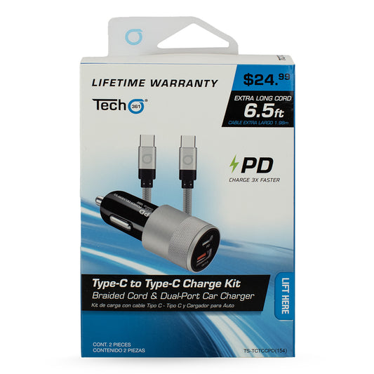 Type-C to Type-C Cord and PD Car Charger Set